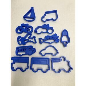 Lot Of 12 Plastic Cookie Cutters Transportation Car Bike Plae Train Bus Boat +++